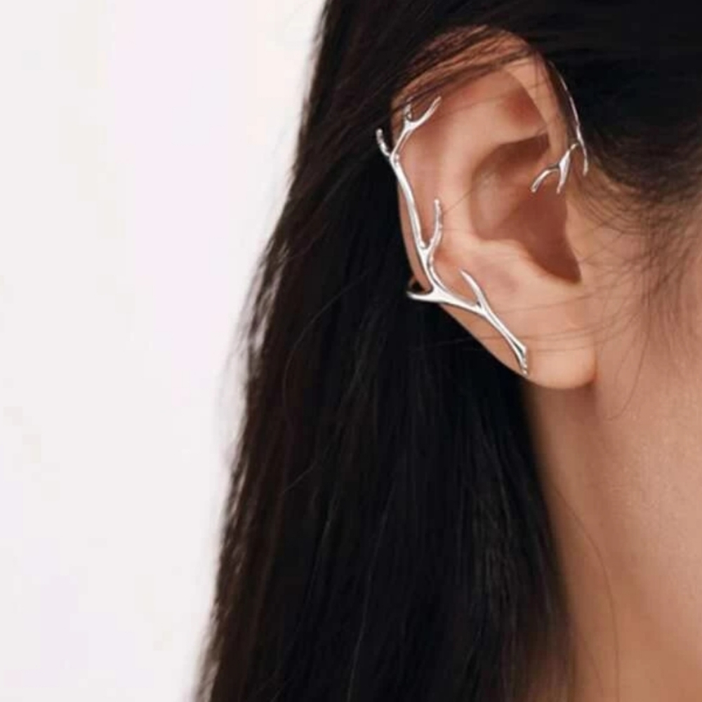 Silver Branch Design Ear Cuff
